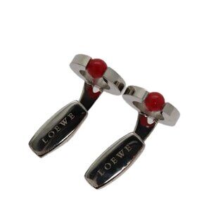 LOEWE Cuffs metal Silver tone Auth 98157